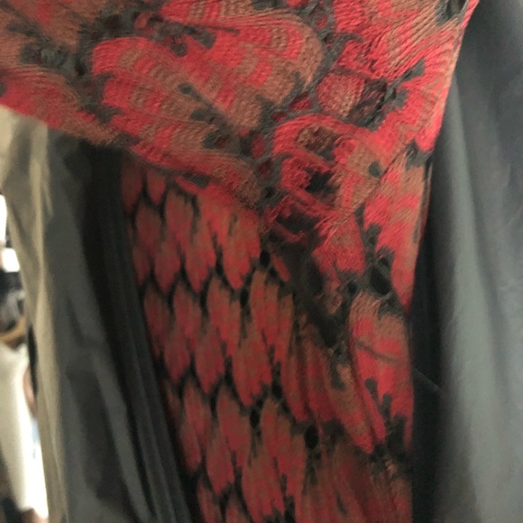 Deep Red Bonded Lace Maje Dress with Neoprene Skirt - Picture 5 of 7